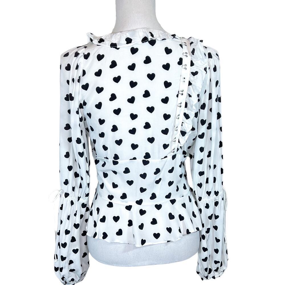For Love and Lemons Top Heart Pattern Long Sleeve Size M - Picture 7 of 8